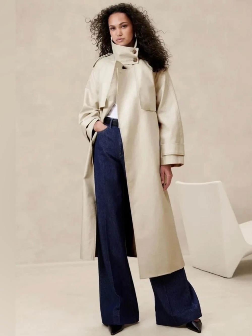 Banana Republic Oversized Italian Twill Trench Coat, size XL